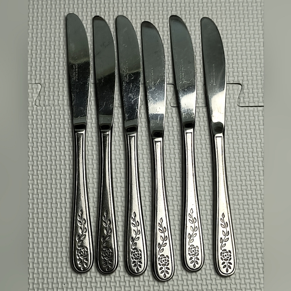 Rogers Co. Stainless Korea Dinner Tableware Knife 6 PCs Silver Tone